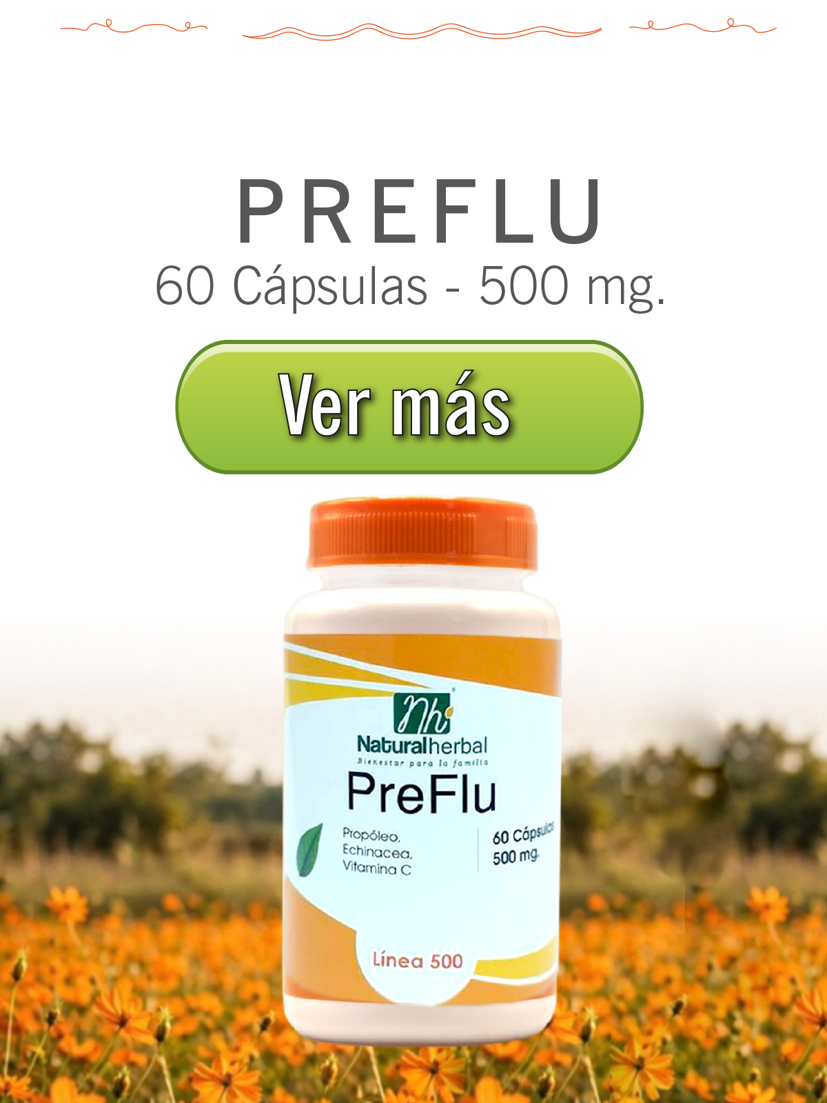 PreFlu - 60 Cápsulas 500 mg.