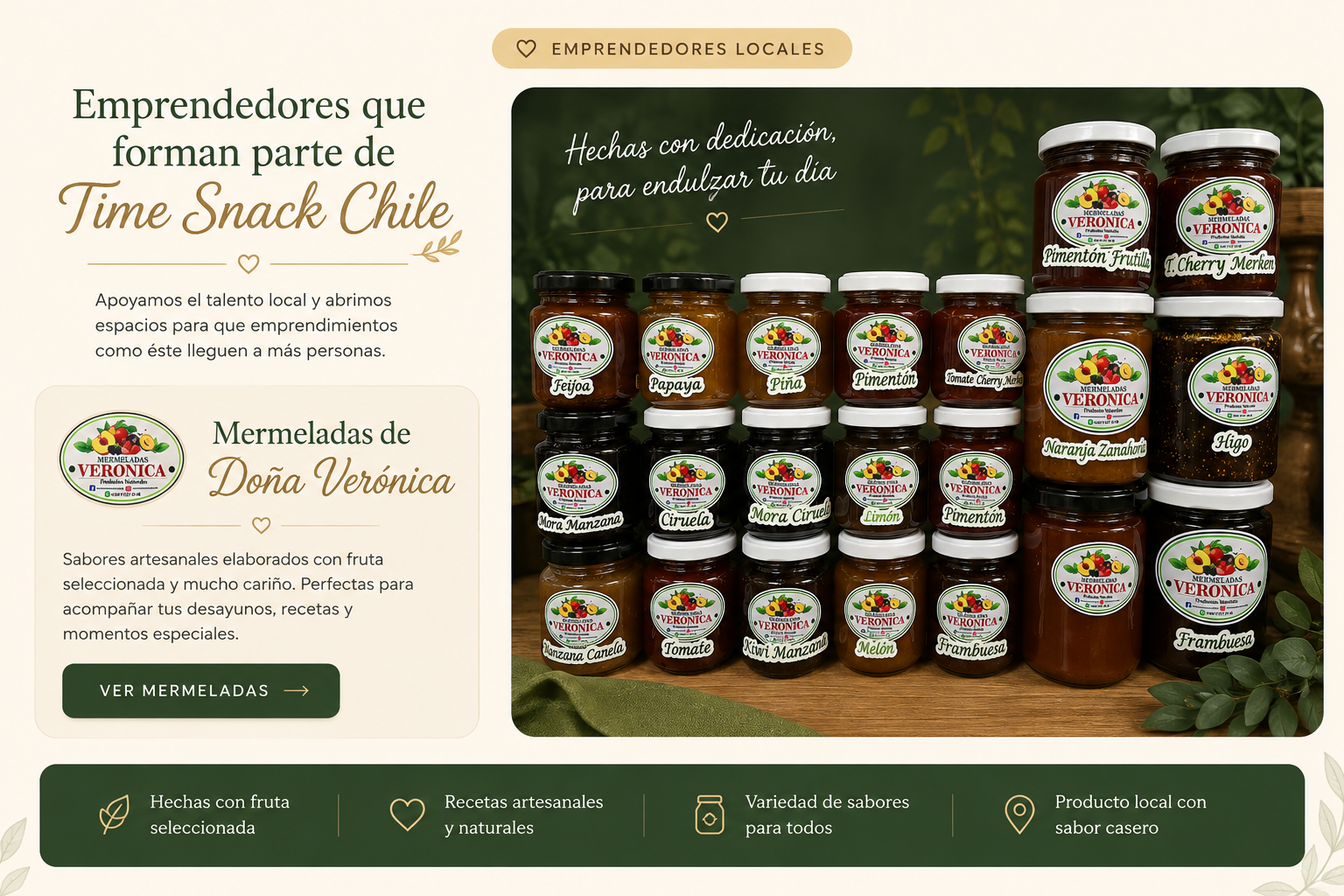 Mermeladas de Doña Verónica en Time Snack Chile