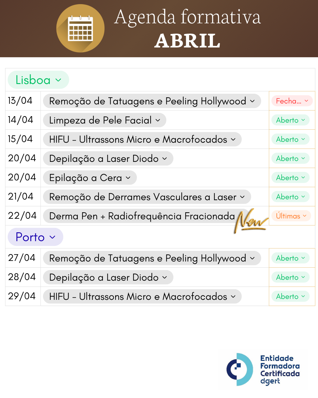 Calendário Formativo - <b>ABRIL</b>