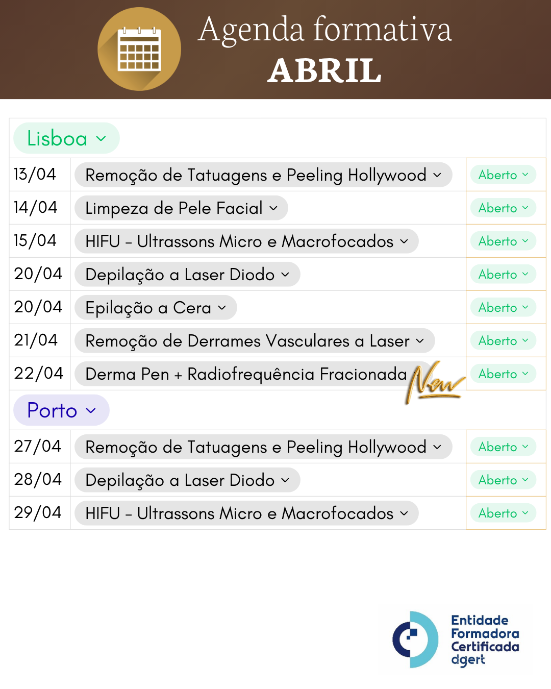 Calendário Formativo - <b>ABRIL</b>