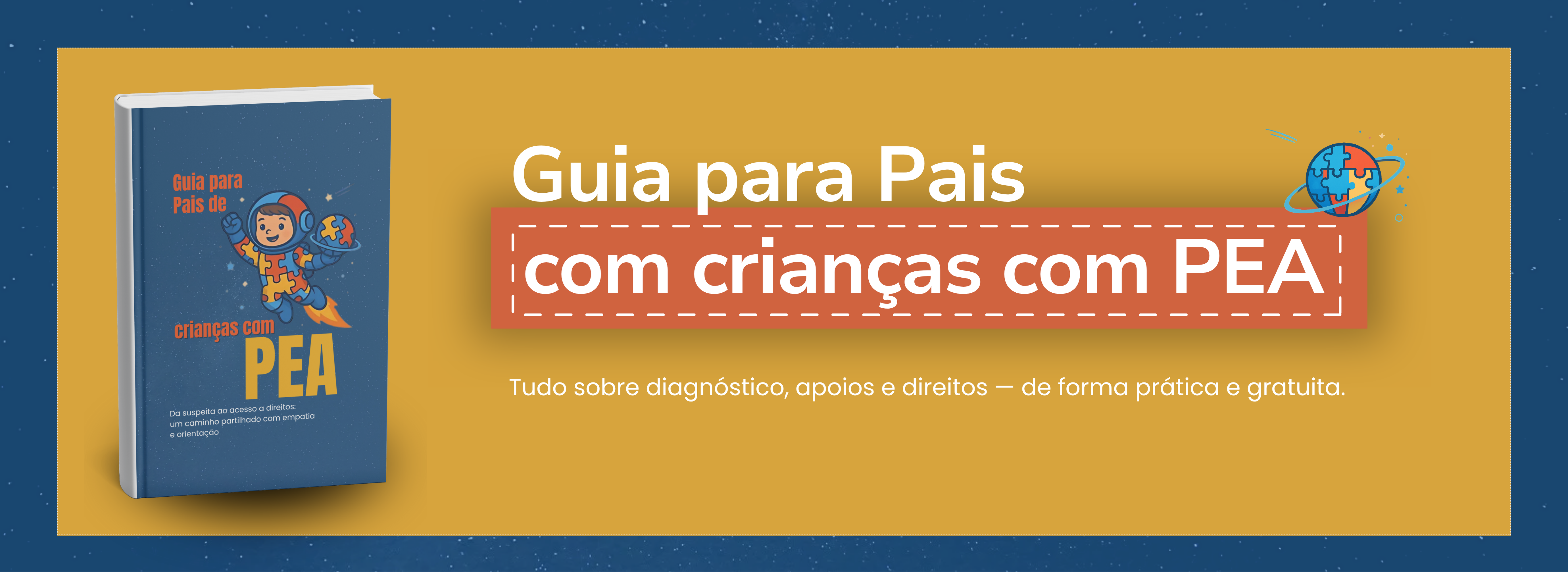 Um livro com a capa do ebook "Guia para pais com crianças com PEA" 