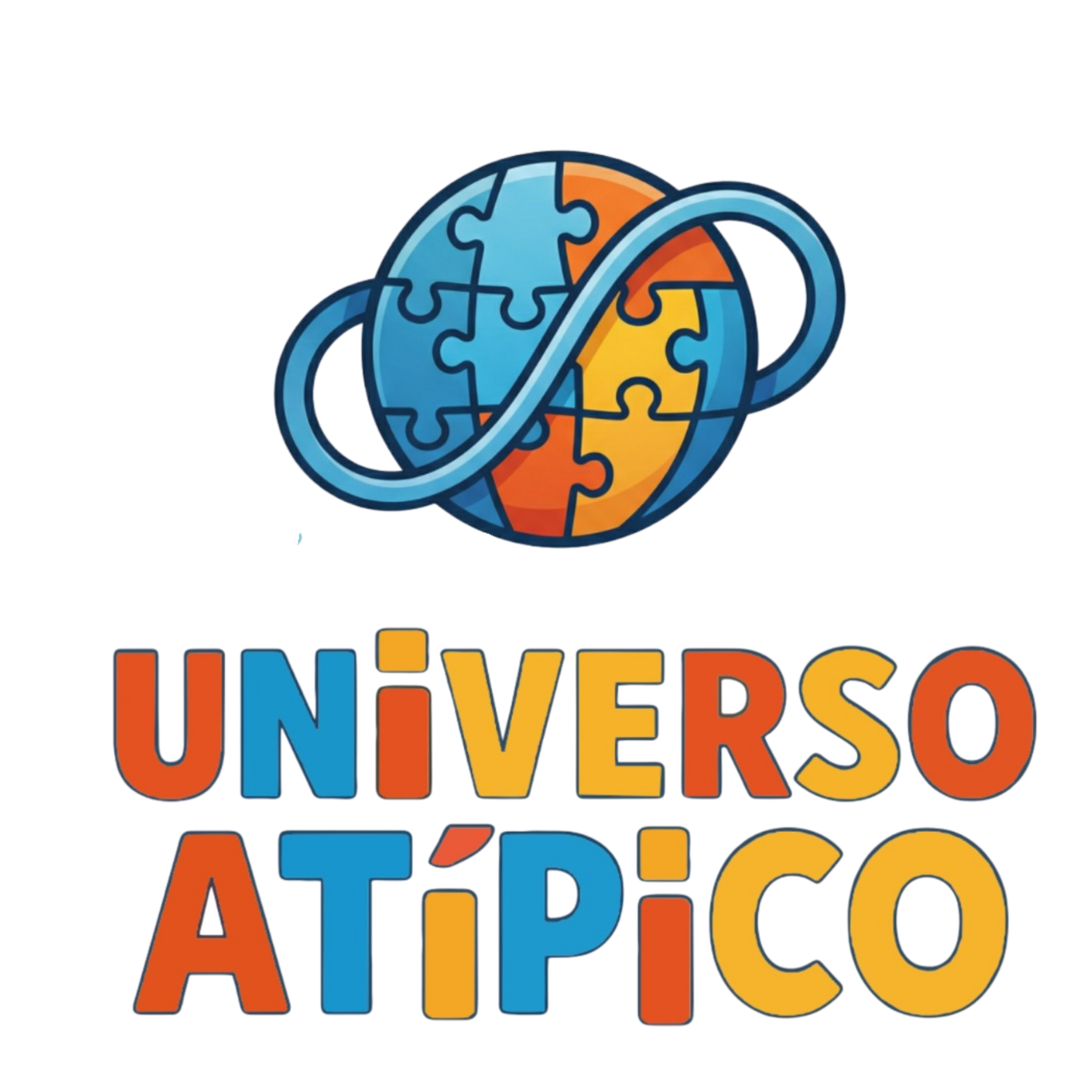 Universo atpico - planeta formado por puzzle com o simbolo da neurodivergencia como anel