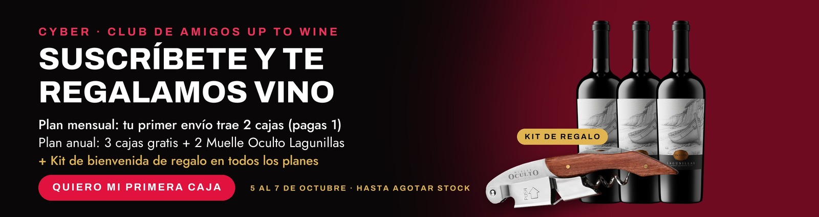 Cyber Club de Amigos: plan mensual con 2 cajas en tu primer envío, anual con 3 cajas gratis + 2 Lagunillas, y kit de bienvenida de regalo