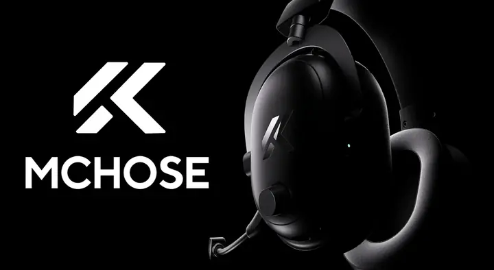 Banner MCHOSE con audífonos gamer inalámbricos para setup gaming profesional
