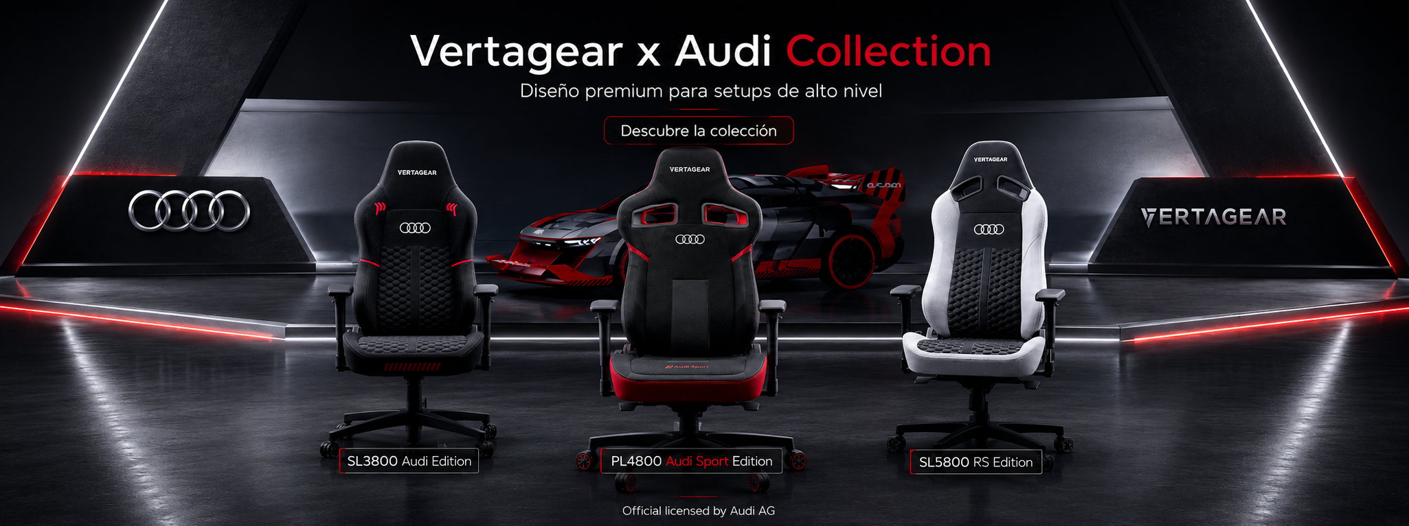 Sillas gamer Vertagear x Audi Collection con diseño premium para setup gamer
