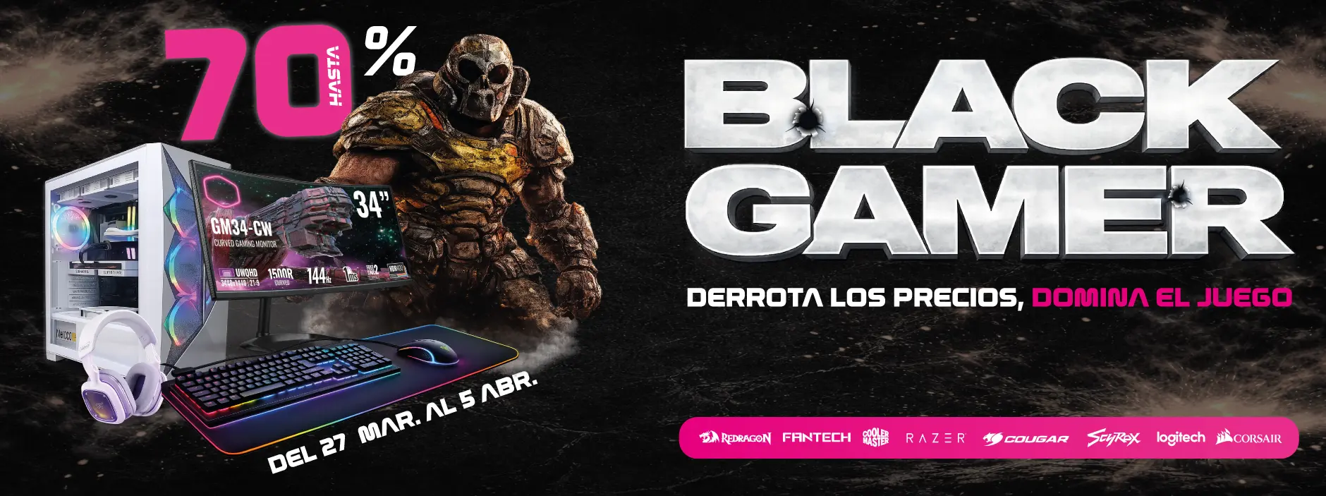 Black Gamer ofertas hasta 70% en setup gamer en Chile con teclado, mouse y PC gamer