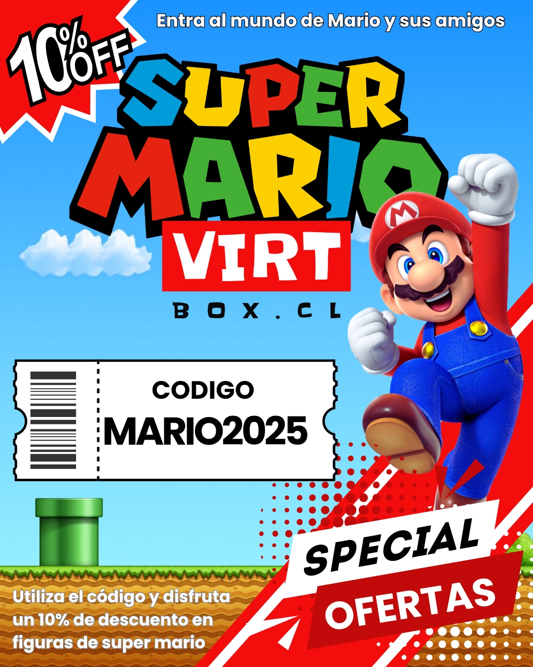  Entra al mundo de Mario<span style="color: rgb(38, 28, 21); font-family: Barlow, sans-serif; font-weight: 800;">🎮</span>