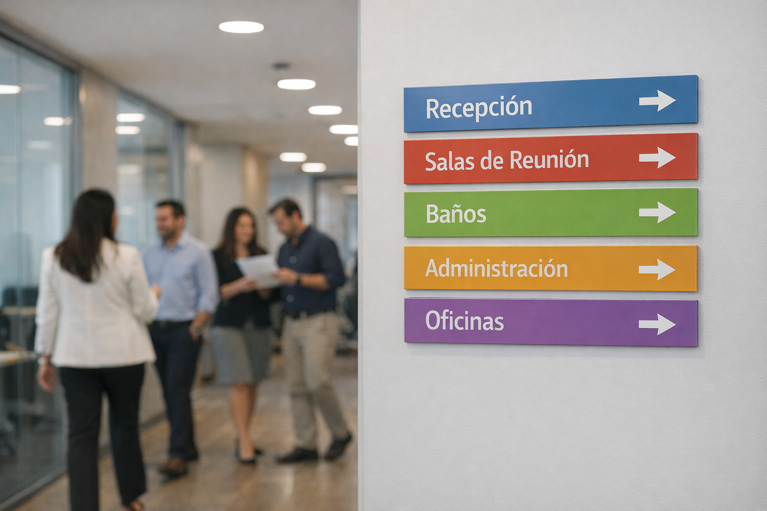 Señalética corporativa instalada en oficina - Servigrafic Chile
