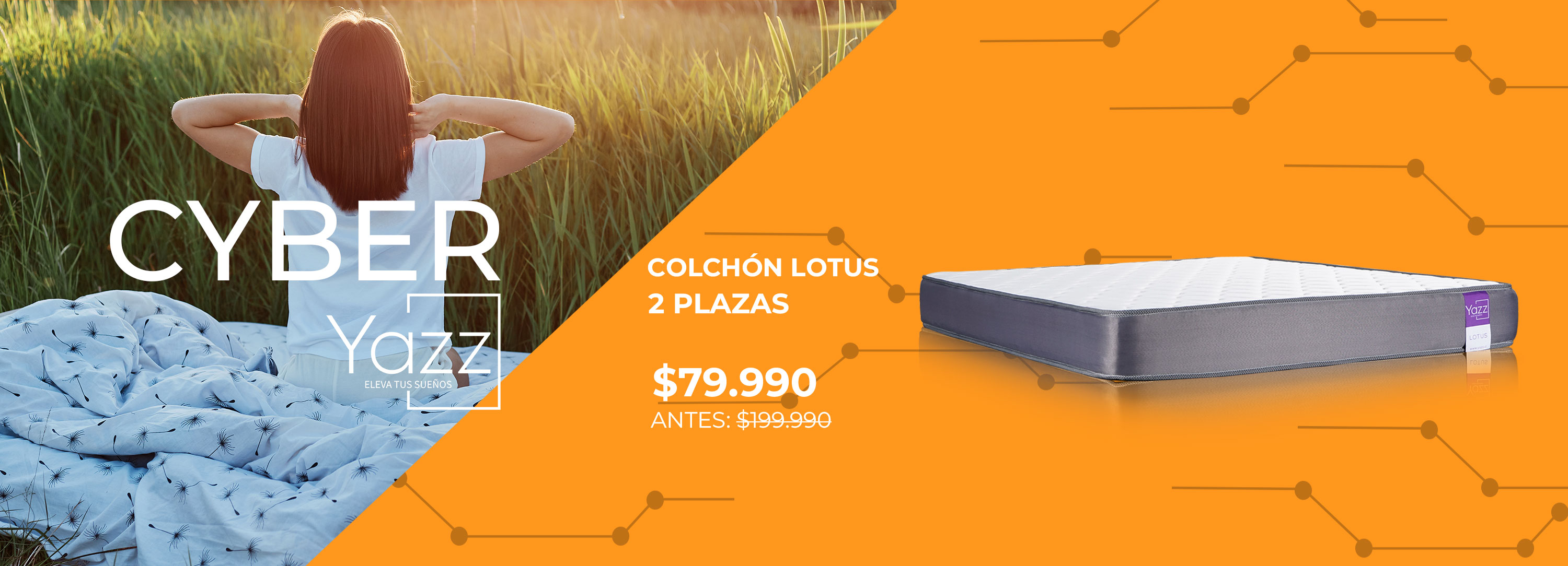 Colchón de 2 plazas Lotus sobre el piso de madera con gran ventana de fondo