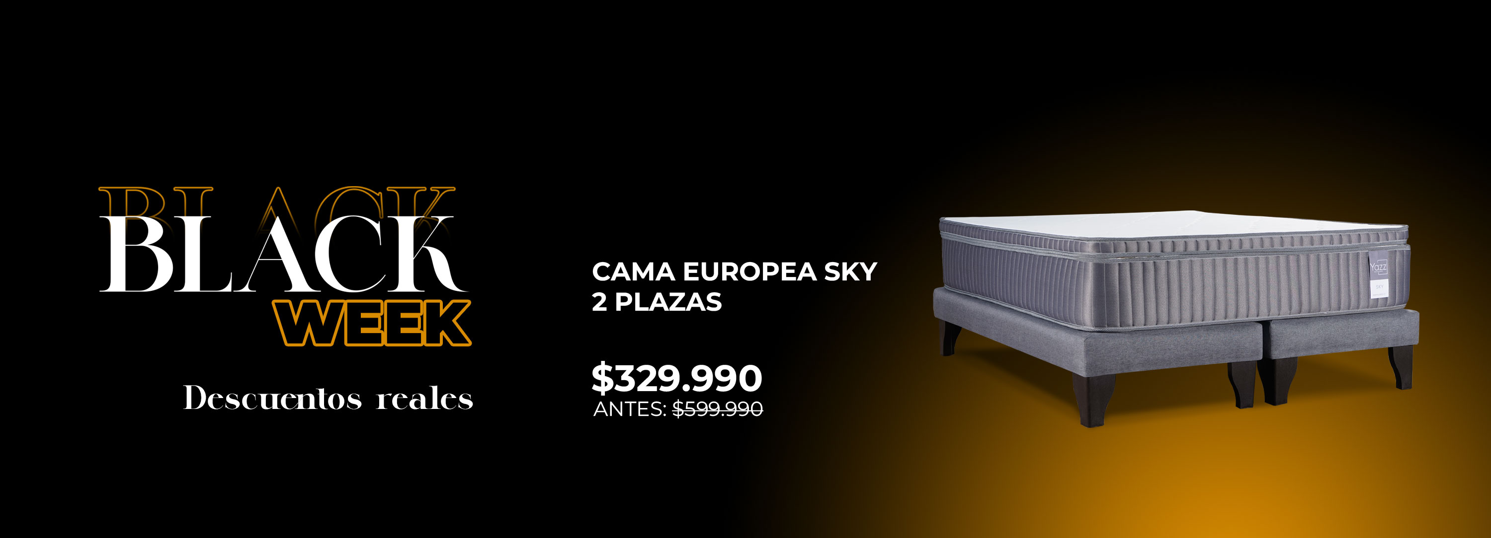 Cama de 2 plazas Sky en habitacion blanca con cuadro del cielo en la pared