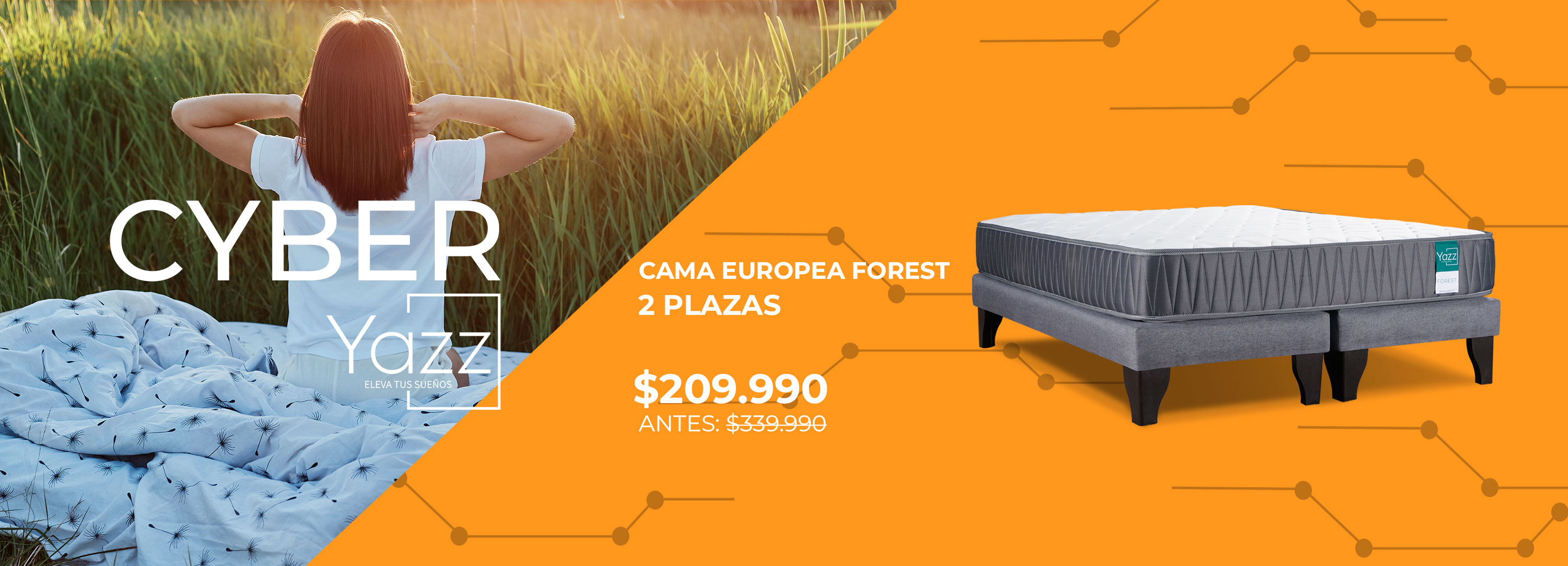Cama de 2 plazas Forest en habitación luminosa con piso de madera