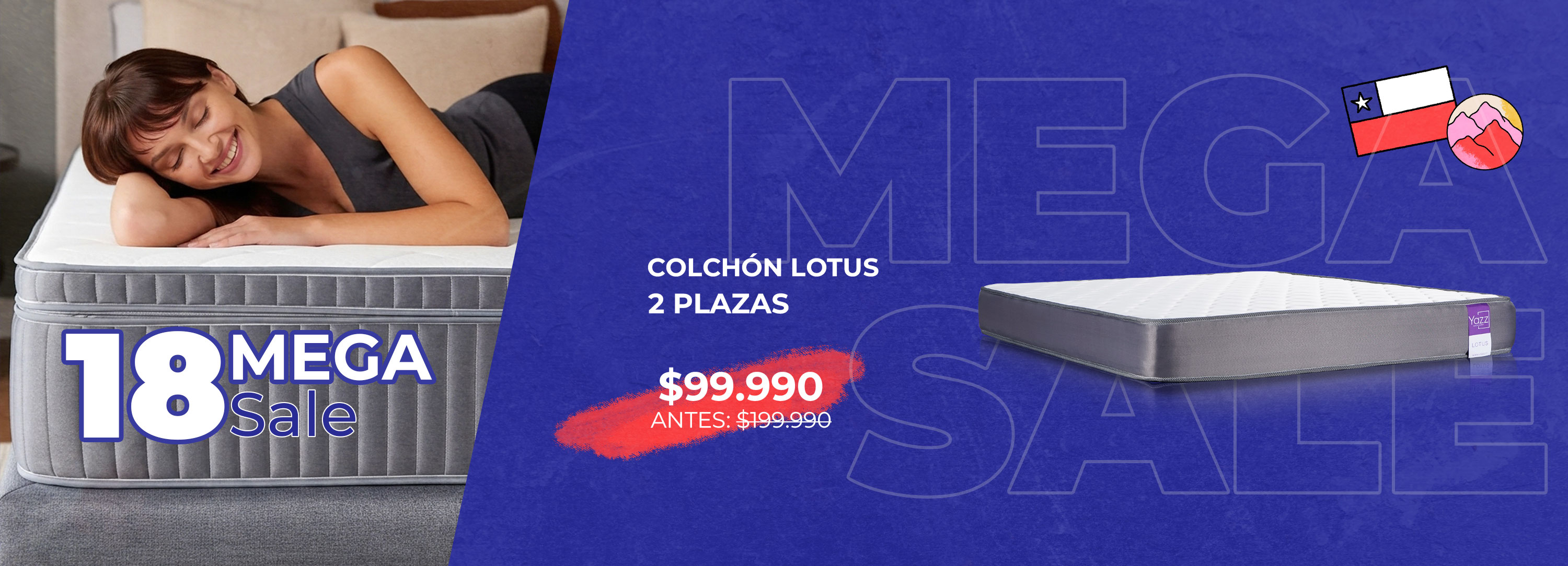 Colchón de 2 plazas Lotus sobre el piso de madera con gran ventana de fondo