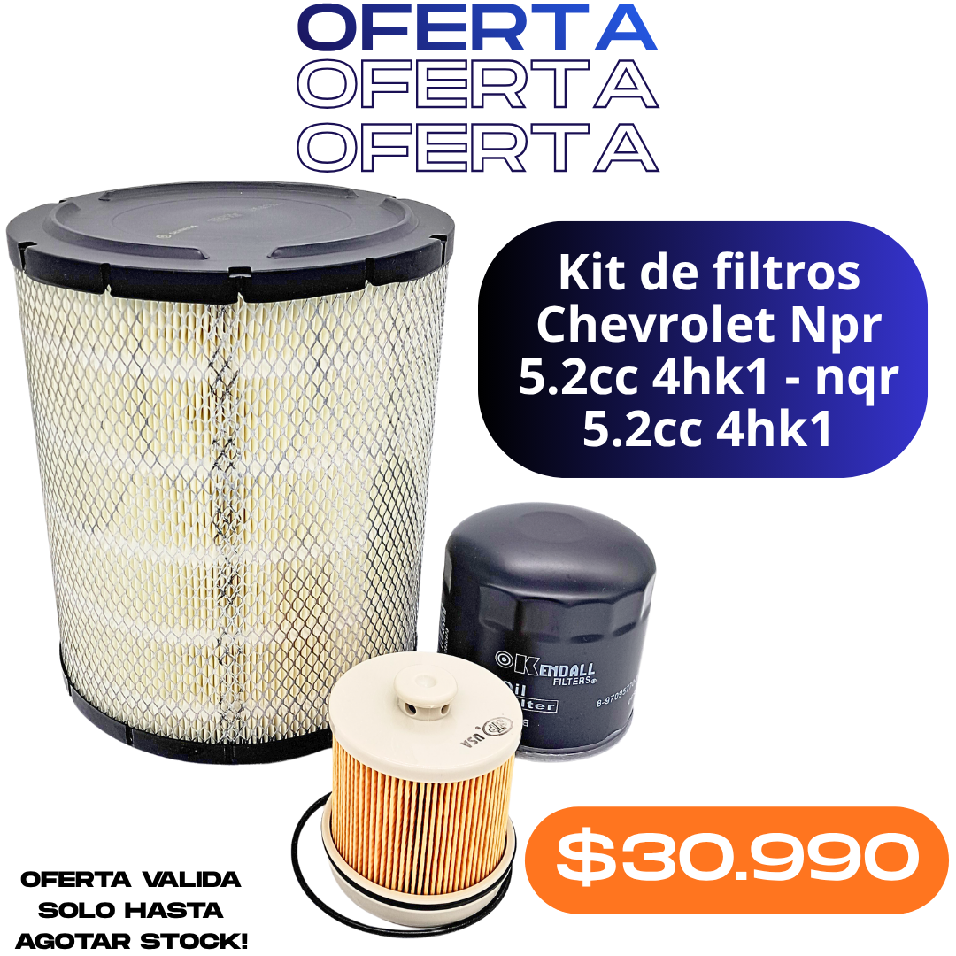 Kit de filtros Chevrolet NPR 5.2cc 4hk1 - NQR 5.2cc 4hk1