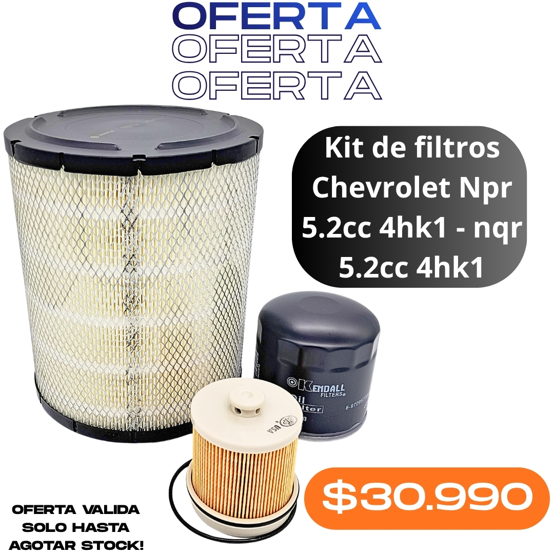 Kit de filtros Chevrolet NPR 5.2cc 4hk1 - NQR 5.2cc 4hk1